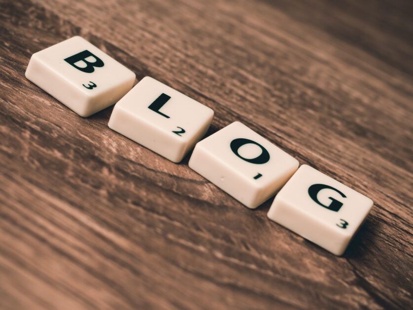 Blog Letters on Brown Wood